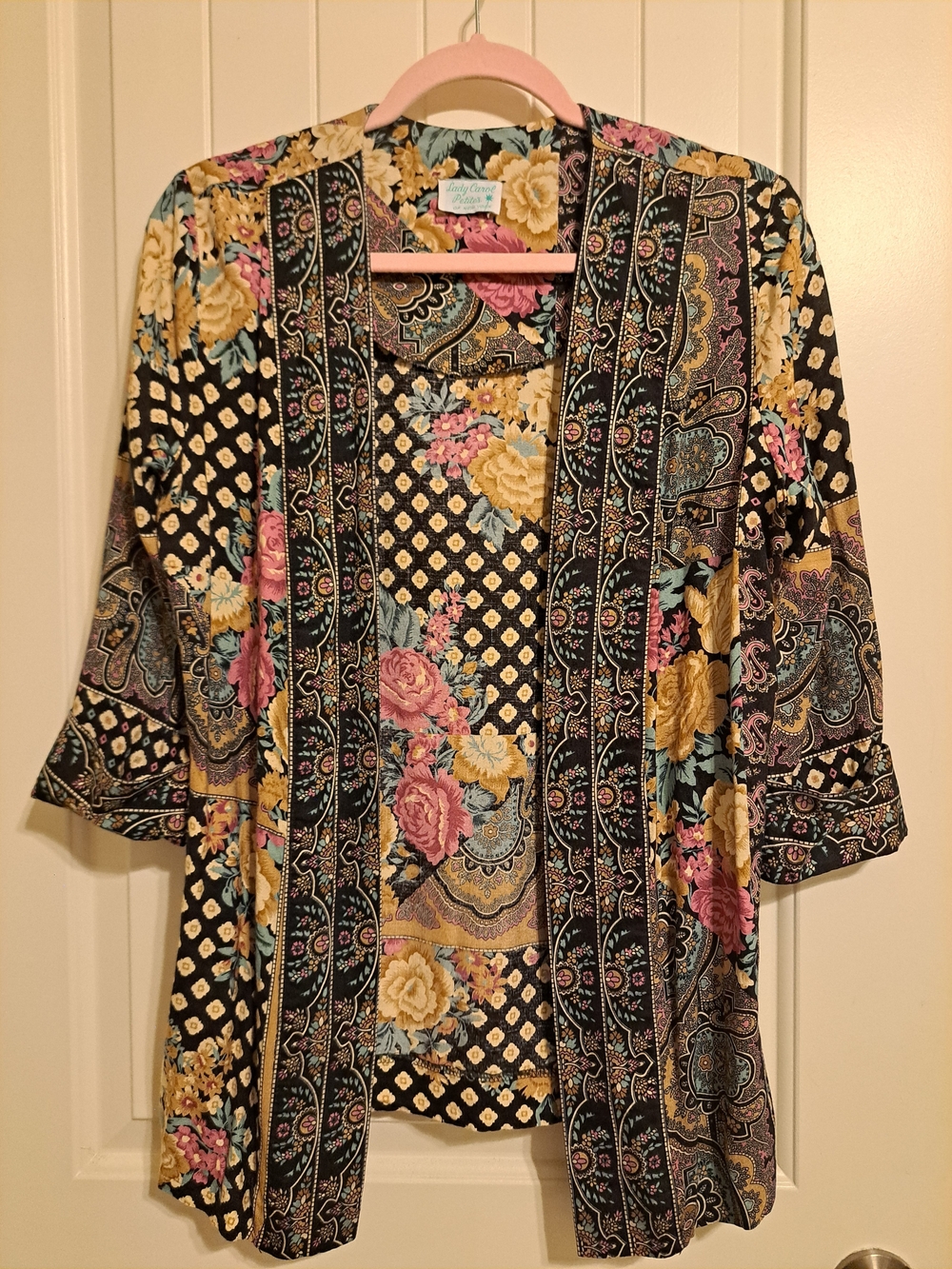 Vintage Lady Carol Petites Boho Floral Paisley Patchwork Open Front Kimono